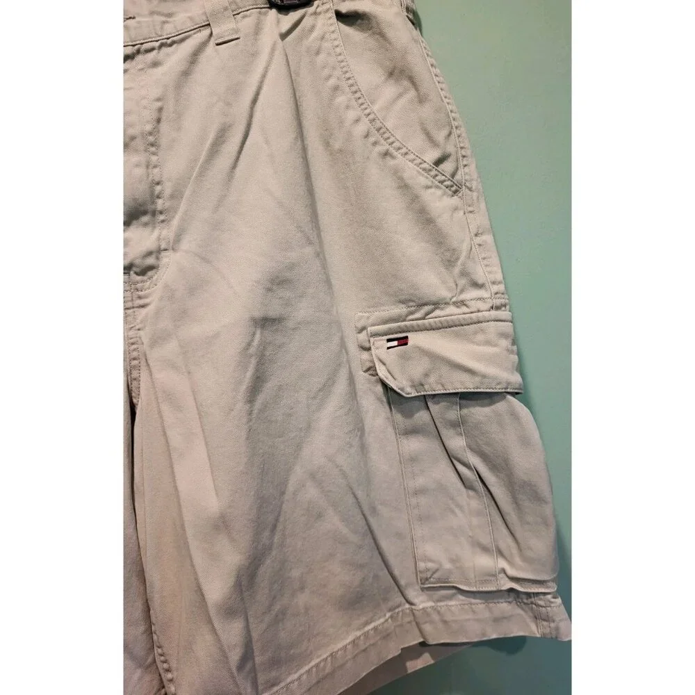 Vtg Tommy Hilfiger Beige Cargo Shorts Sz 38